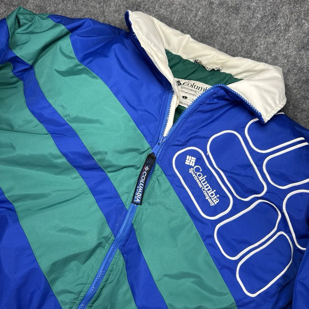 Vintage Columbia Sport Puffer Jacket Mens L Coat Colorblock Y2K Ski Snowboard
